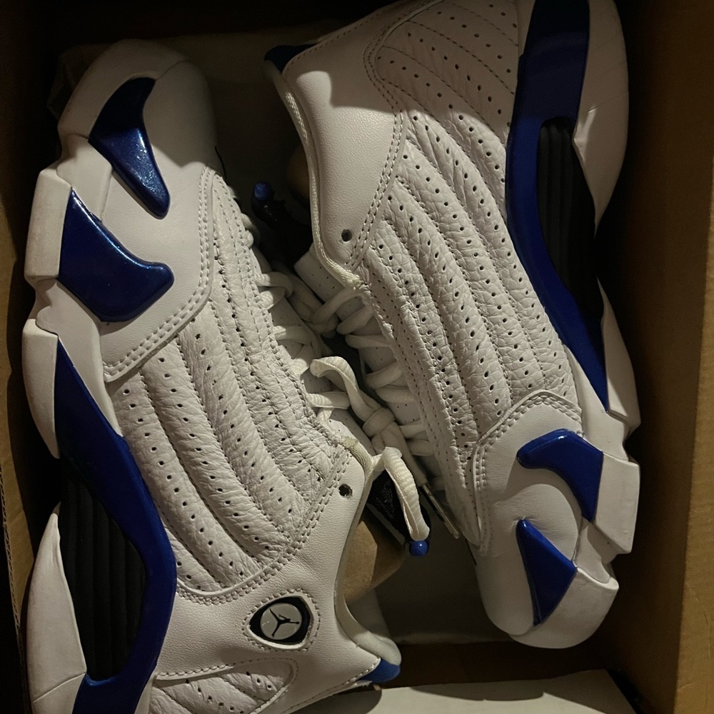Air Jordan 14 Retro White/Hyper Royal GS) Size 4